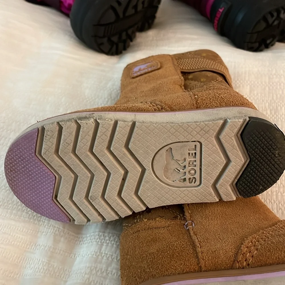 Sorel Kids Brown and Pink Star Accent Waterproof Boots